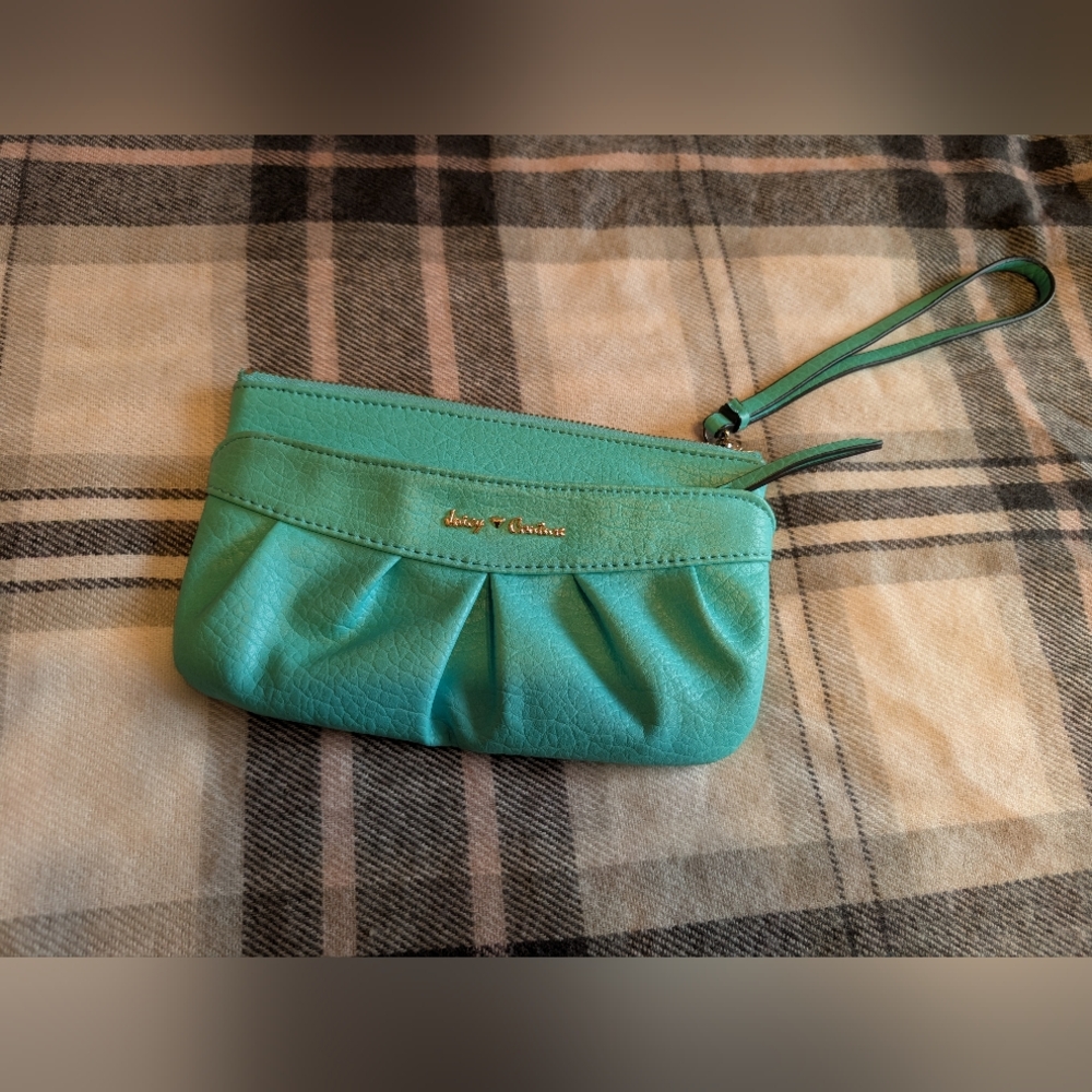 Retro Juicy Couture Teal-Green Wristlet Wallet Organizer Case